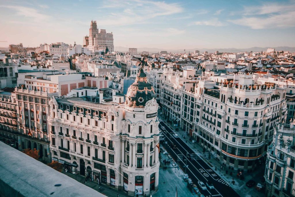 view of Gran via street in that you can se in 3 days in madrid spain